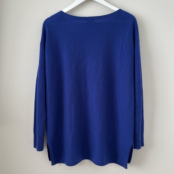 Vince 100% Cashmere Banded Boat Neck Sweater Blue Knit Sweater Crewneck Soft New - Picture 8 of 9